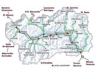 The Aosta Valley and Courmayeur map