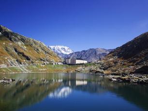 The lake at Col du Grand Saint Bernard, Aosta Valley, Italy