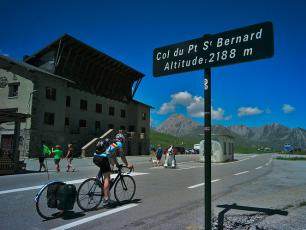 Cycling Race on Col du Petit Saint Bernard