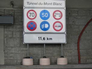 Mont Blanc Tunnel Sign - Safety Rules and Restrictions